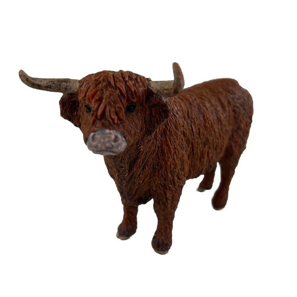 Schleich Highland Bull Animal Figure Cow Long Hair Brown Figurine Statue Toy